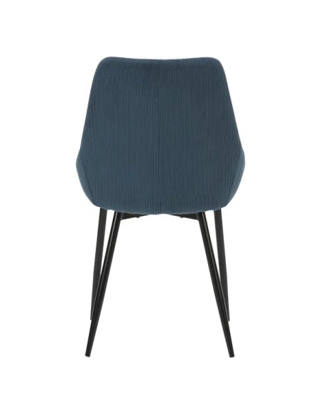 Chaise en velours côtelé bleu figuerolles pieds noirs