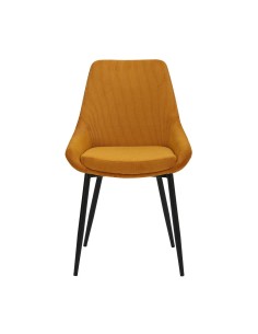 Chaise en velours côtelé jaune curry pieds noirs