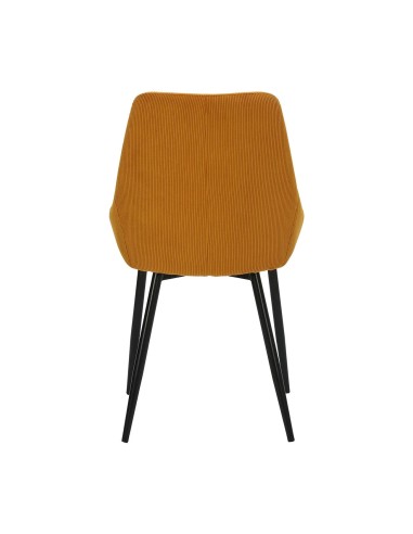 Chaise en velours côtelé jaune curry pieds noirs