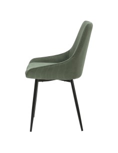 Chaise en velours côtelé vert kaki pieds noirs 2