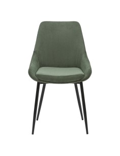 Chaise en velours côtelé vert kaki pieds noirs