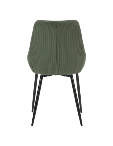 Chaise en velours côtelé vert kaki pieds noirs