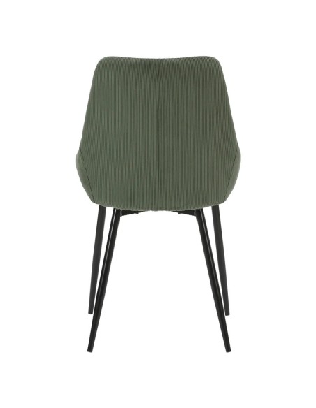 Chaise en velours côtelé vert kaki pieds noirs