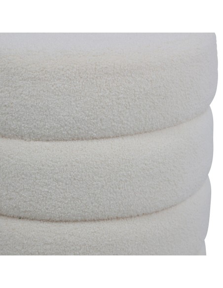 Pouf tissu effet laine bouclette beige Fino