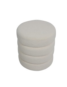 Pouf tissu effet laine bouclette beige Fino