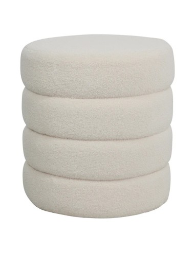 Pouf tissu effet laine bouclette beige Fino