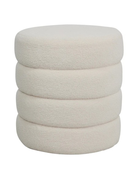 Pouf tissu effet laine bouclette beige Fino
