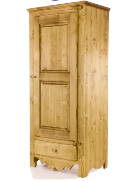 Bonnetière 1 porte 1 tiroir en pin massif huilé