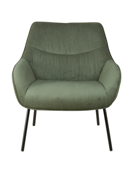 Fauteuil Martin Vert velours Côtelé