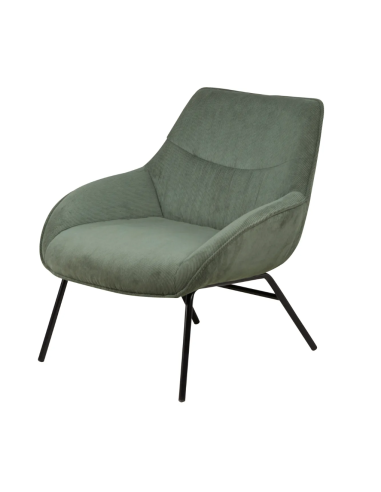 Fauteuil Martin Vert velours Côtelé