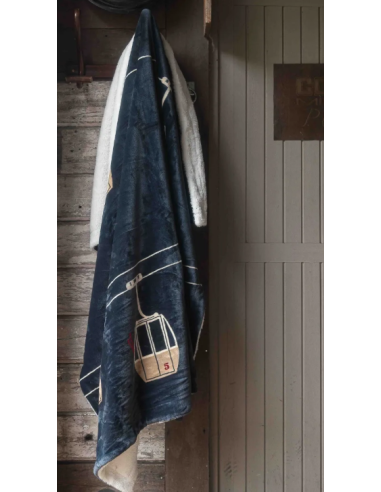 Plaid polaire- Télécabine Bleu - 150/200