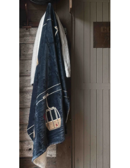 Plaid polaire- Télécabine Bleu - 150/200