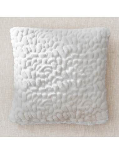 Coussin Fausse fourrure - Galet blanc- 45/45