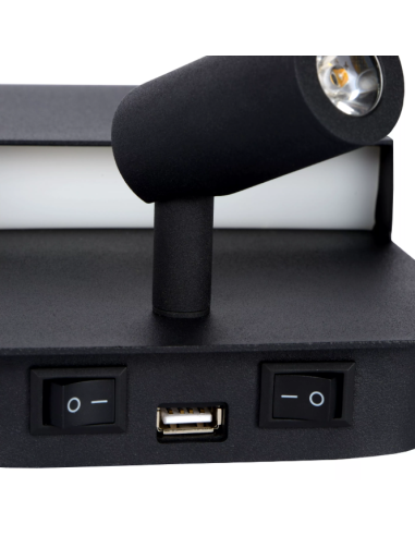 BOXER - Applique murale - Rechargement USB - Noir