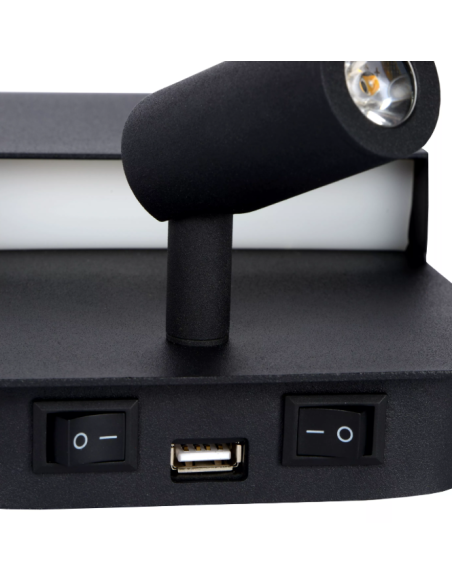 BOXER - Applique murale - Rechargement USB - Noir