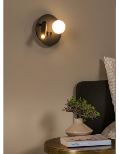 MATIZ - Lampe chevet noire- prise USB