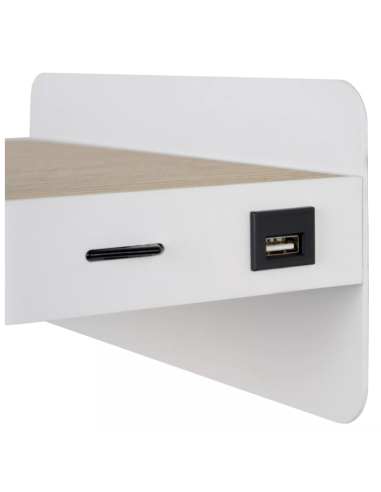 ATKIN- Lampe de chevet avec chargeur USB - blanc