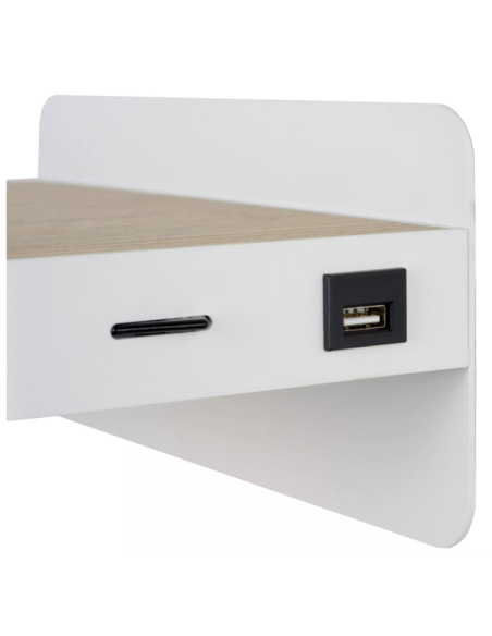 ATKIN- Lampe de chevet avec chargeur USB - blanc
