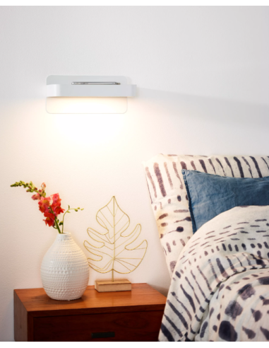 ATKIN- Lampe de chevet avec chargeur USB - blanc