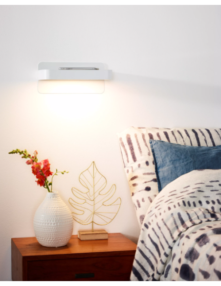 ATKIN- Lampe de chevet avec chargeur USB - blanc