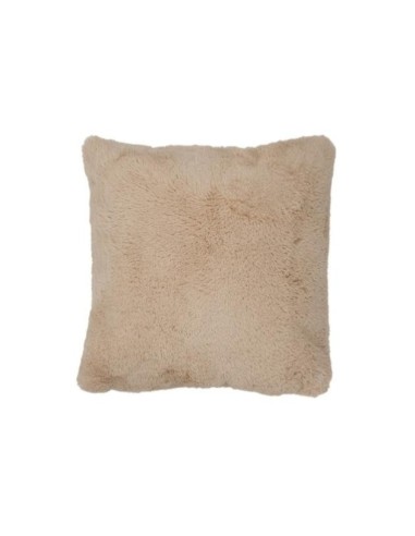 Coussin fausse fourrure beige