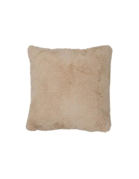 Coussin fausse fourrure beige