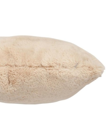 Coussin fausse fourrure beige