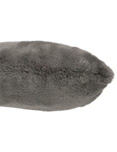 Coussin fausse fourrure gris foncé 2