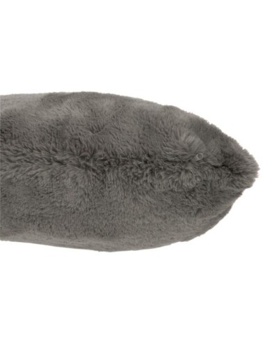 Coussin fausse fourrure gris foncé