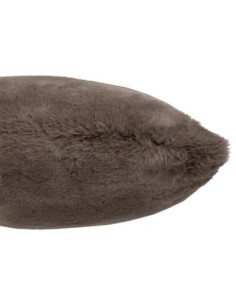 Coussin fausse fourrure taupe 2