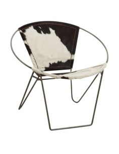 Fauteuil Métal Rond en Peau de Vache | Meubles Mathieu