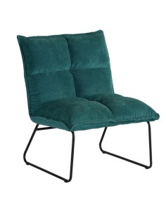 Fauteuil Velours Bleu Et Pieds Métal Noir