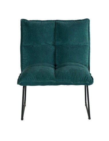 Fauteuil Velours Bleu Et Pieds Métal Noir