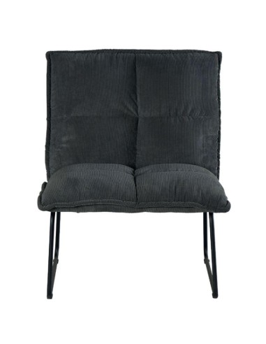 Fauteuil Velours GrisEt Pieds Métal Noir