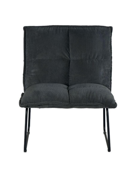 Fauteuil Velours GrisEt Pieds Métal Noir