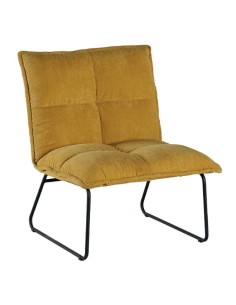 Fauteuil Velours Jaune Et Pieds Métal Noir