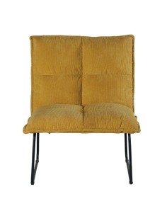 Fauteuil Velours Jaune Et Pieds Métal Noir 2