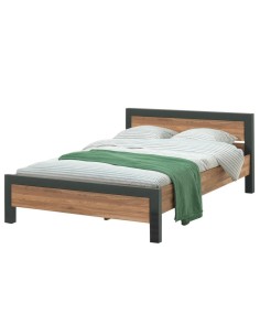 Lit chêne et fer 180 x 200