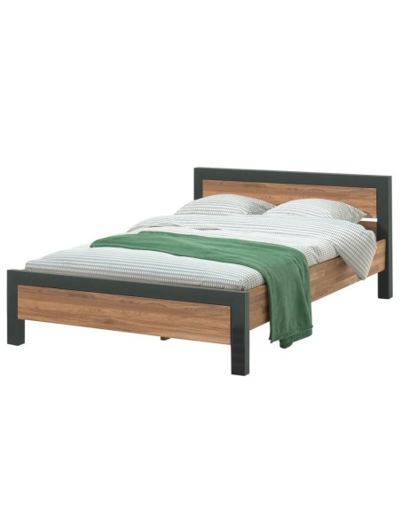 Lit chêne et fer 180 x 200