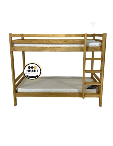 Lits superposés pin massif huilé 80 x 190 + matelas 25 kg