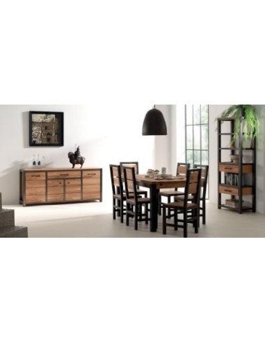 Bahut métal et chêne 185cm