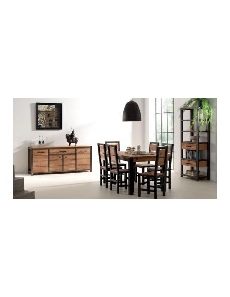 Bahut métal et chêne 185cm