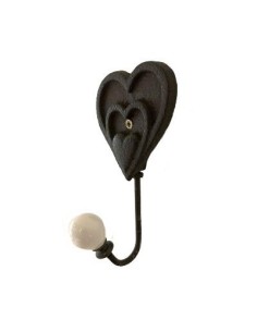 Patère cœur métal avec boule céramique blanche 2