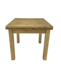 Table 80 x 80 en pin massif avec 2 allonges