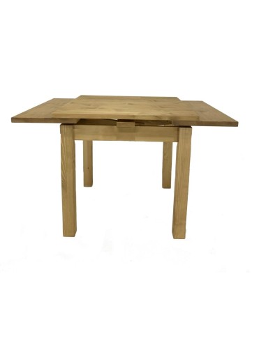 Table 80 x 80 en pin massif avec 2 allonges