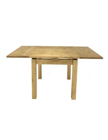 Table 80 x 80 en pin massif avec 2 allonges