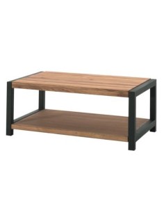 Table basse de style industriel chêne huilé et métal 110 cm