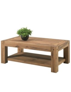 Table basse rectangulaire en chêne massif avec 2 plateaux