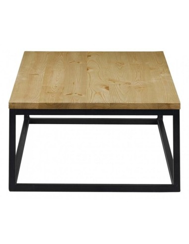 Table basse en pin brossé et métal noir