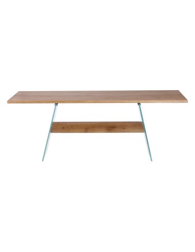 Table repas chêne naturel/pieds verre